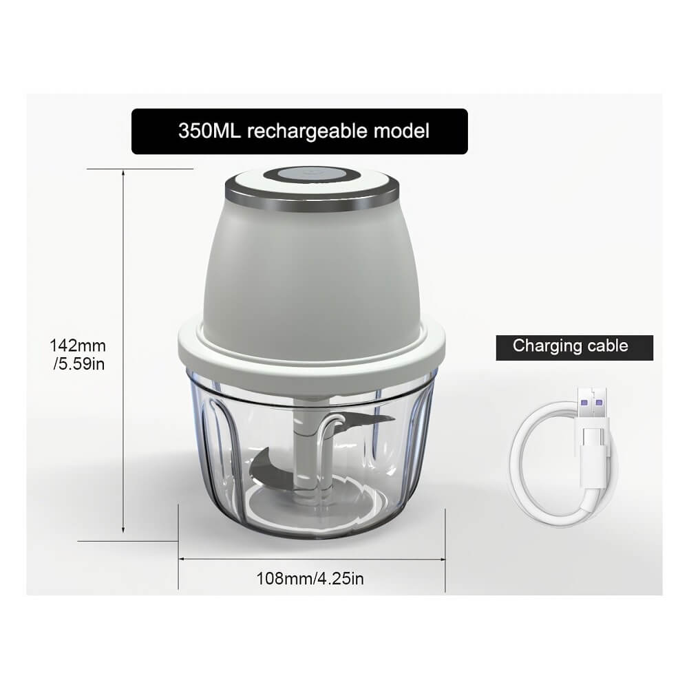 USB Mini Food Processor, 304 Stainless Steel 350ml Generation II Portable Handheld Rechargeable Food Chopper & Processor Spice Slicer - Imported from UK