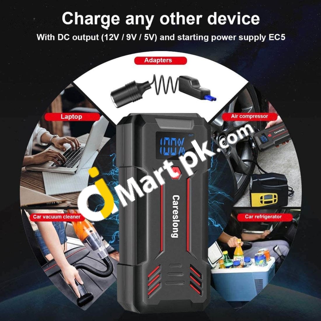 Car Jump Starter Careslong 24000Mah 2200A Battery Booster Portable With Smart Safety Clamps
