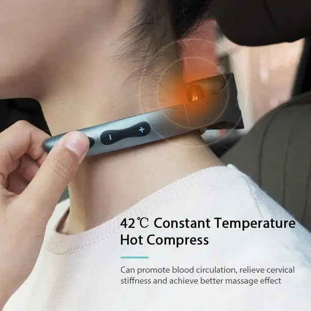 JKP Foldable Portable Neck Massager, Heating Cervical Massager for Neck Pain with 5 Massage Modes & 15 Intensity Levels, Built-in Battery with USB Charging Cable & Remote - Imported from UK