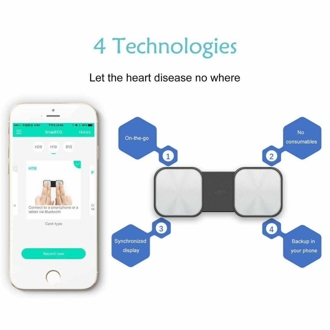 SnapECG Portable EKG Monitor, Handheld ECG Heart Rate Monitor for Smartphone, Wireless Heart Performance Tracking, Home Use EKG Monitoring Device for iPhone, Android - Imported from UK