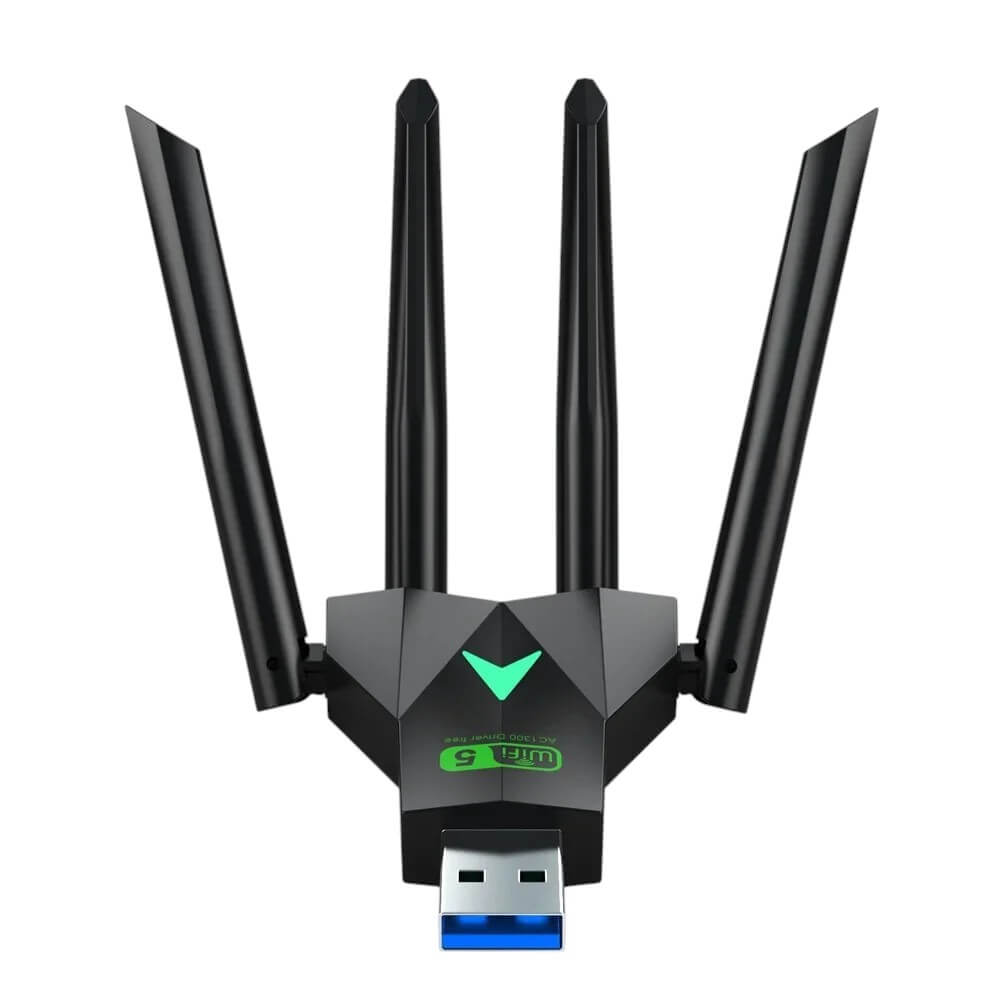 USB WiFi Adapter, Dual Band 1300Mbps Wireless Network Adapter, Driver Free WiFi Dongle Signal Receiver for PC Windows 11/10/8.1/8/7 (Amazon Container Product Without Box) - Imported from UK