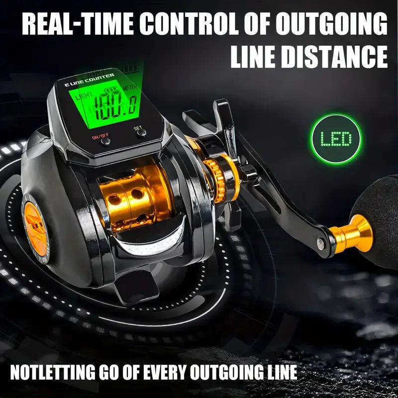 Wildwolf Line Counter Baitcast Fishing Reels With Large Screen Digital Display Right Handed - Imported from UK