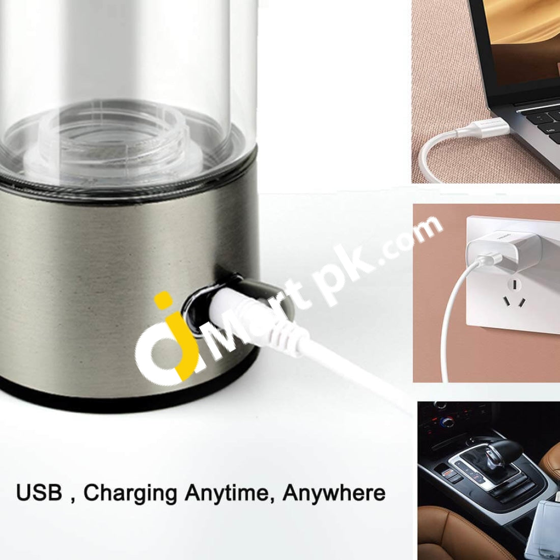 Hydrogen Water Bottle Portable & Rechargeable Pem Technology 3 Minute Ionized Generator - Imported
