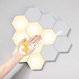Hexagon LED Wall Lights, Touch Control Creative Geometry LED Panel Warm White Lights with AC Adapter EU Plug, 10 Pcs Set - Imported from UK