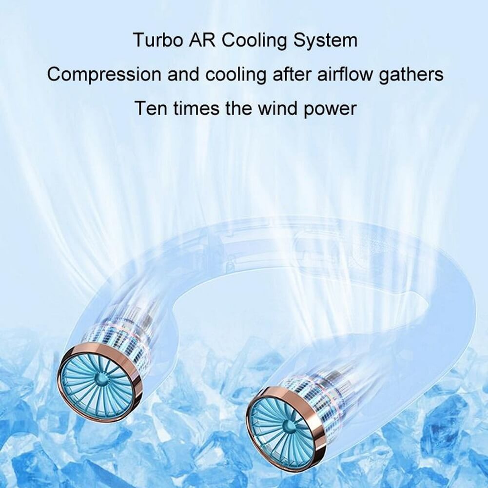 Bladeless Hanging Neck Fan with Digital Display Semiconductor USB Charging Fan with 4000mAh Battery & 3 Wind Speed - Imported from UK