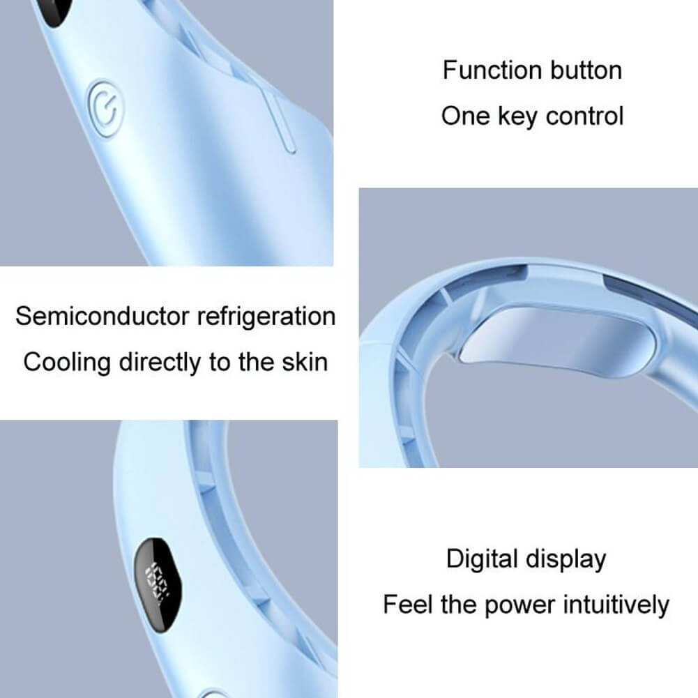 Bladeless Hanging Neck Fan with Digital Display Semiconductor USB Charging Fan with 4000mAh Battery & 3 Wind Speed - Imported from UK