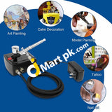 Kkmoon New Professional Gravity Feed Dual Action Airbrush With Air Compressor Kit For Art Painting