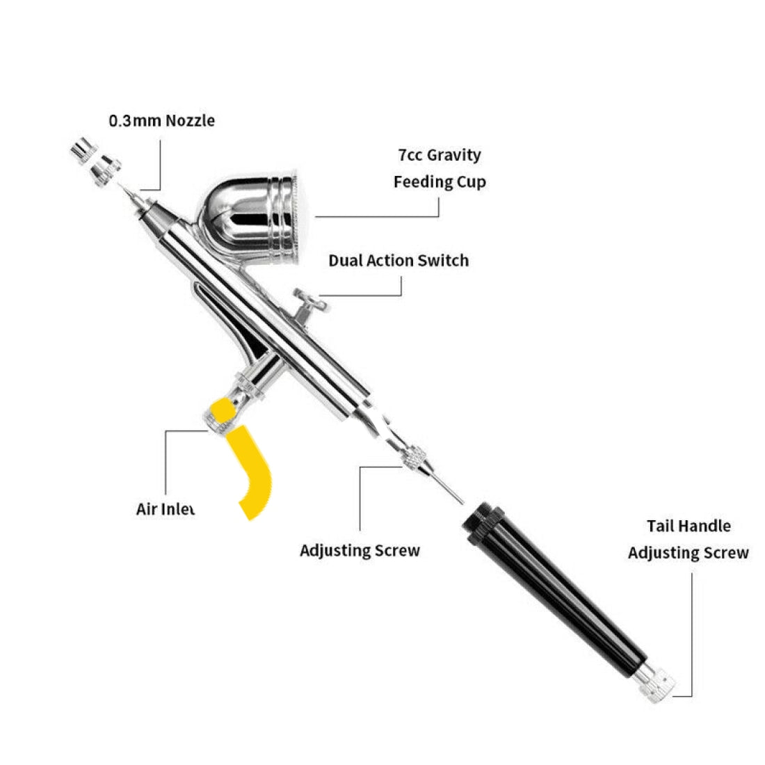 Kkmoon New Professional Gravity Feed Dual Action Airbrush With Air Compressor Kit For Art Painting