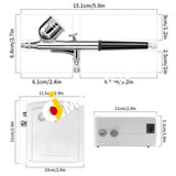 Kkmoon New Professional Gravity Feed Dual Action Airbrush With Air Compressor Kit For Art Painting