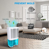 Levoair 2L Dehumidifier, Small Dehumidifier with Drain Hose for Up to 650sq.ft Ultra Quiet Portable Dehumidifier Ideal for Removing Damp Mold Moisture - Imported from UK
