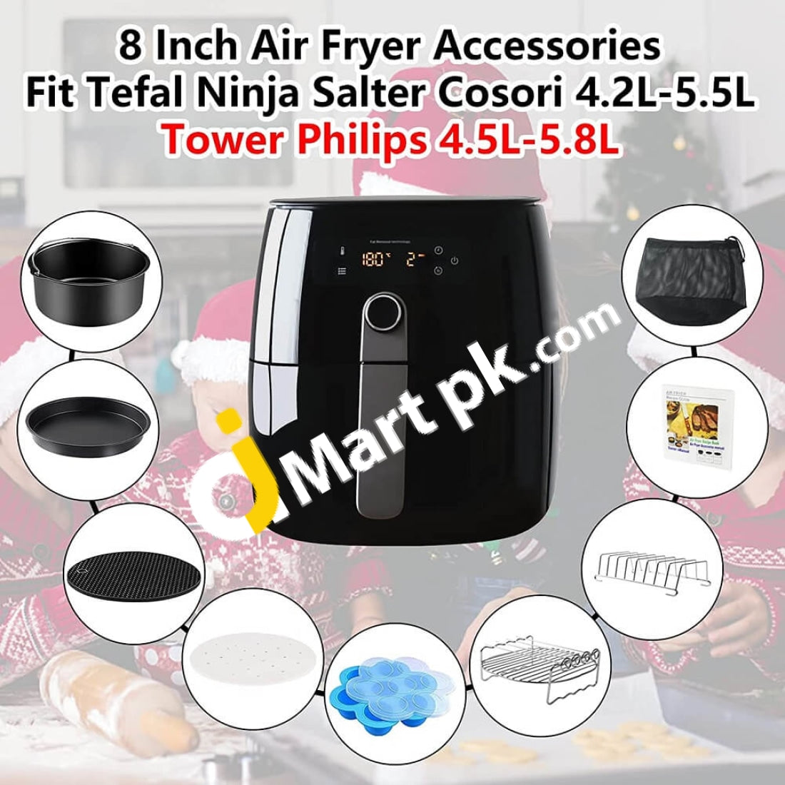 Moleath Air Fryer Accessories Xl 9 Pcs Set No-Bpa Dishwasher Safe - Imported From Uk