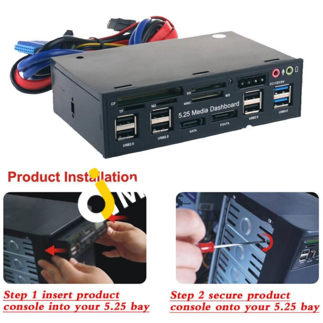 Multifunction Card Reader For Media Dashboard 5.25 Front Panel Usb 2.0 3.0 20Pin E-Sata Sata -