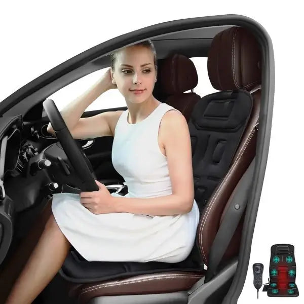Naipo Portable Seat Cushion with Vibration & Heat, Massage Seat Cover Back Massager, 8 Motor Vibrations & 4 Massage Modes - Imported from UK