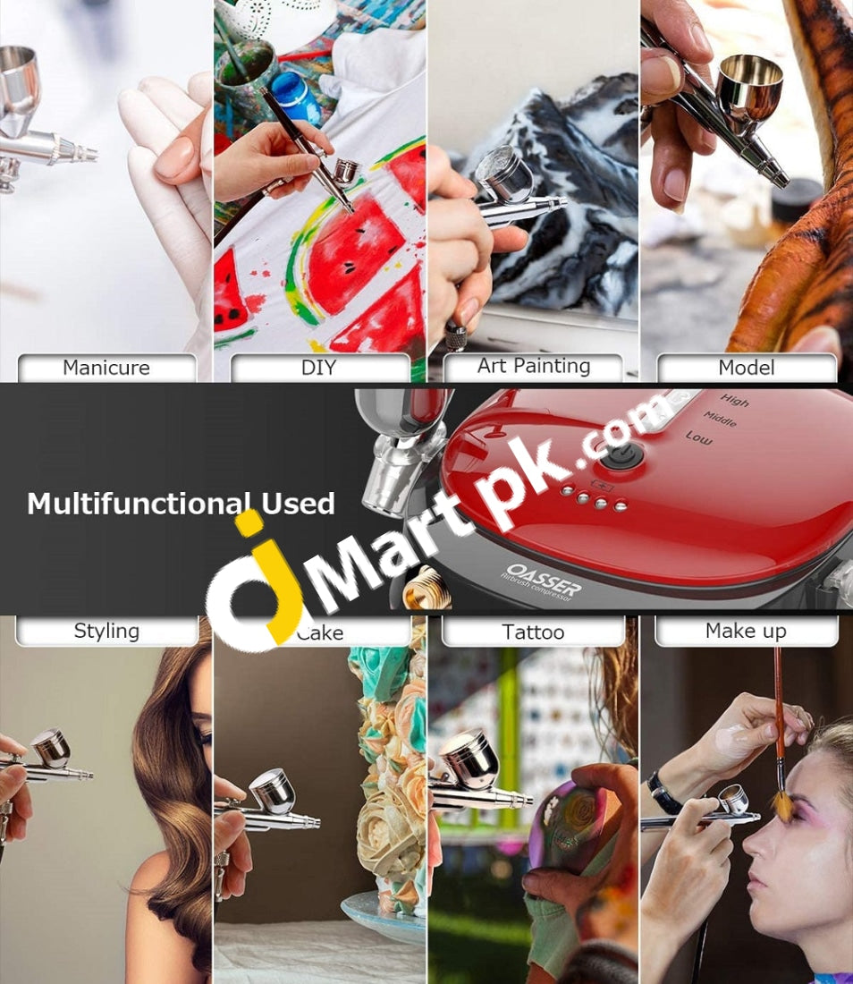 Oasser Ak1 Mini Airbrush Kit With Compressor Dual Action 1000Mah Rechargeable Lithium Battery Gun