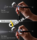 Oasser Ak1 Mini Airbrush Kit With Compressor Dual Action 1000Mah Rechargeable Lithium Battery Gun