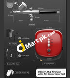 Oasser Ak1 Mini Airbrush Kit With Compressor Dual Action 1000Mah Rechargeable Lithium Battery Gun