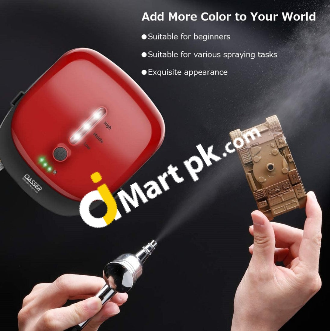 Oasser Ak1 Mini Airbrush Kit With Compressor Dual Action 1000Mah Rechargeable Lithium Battery Gun
