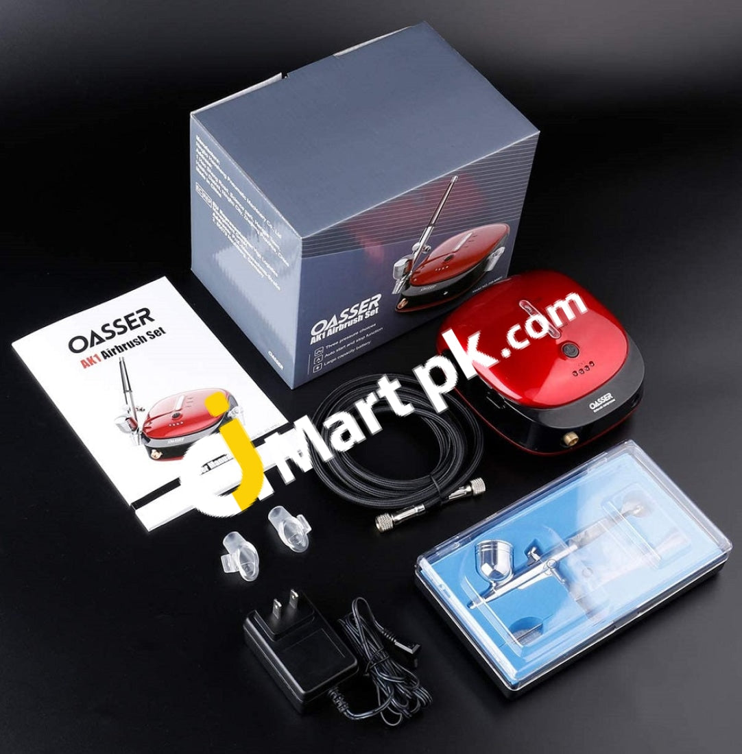 Oasser Ak1 Mini Airbrush Kit With Compressor Dual Action 1000Mah Rechargeable Lithium Battery Gun