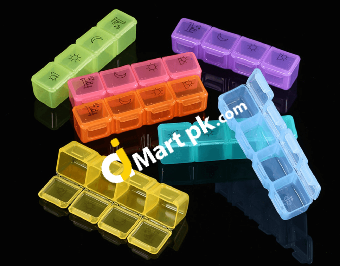 Pill Storage Box 7 Days Organizer With Rainbow 28X56 Compartments - Imported From Uk