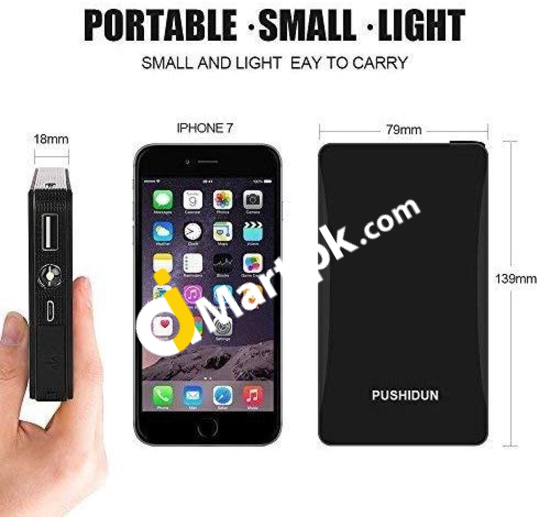 Pushidun Car Jump Starter 6000Mah 400A 12V Auto Battery Jumper Booster With Led Flashlight 3 Modes