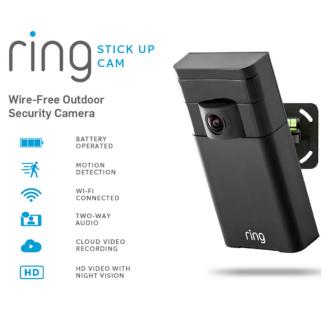Ring Stick Up Cam with Ring Solar Panel Combo, Outdoor Security Camera with 2-Way Audio - Imported from UK