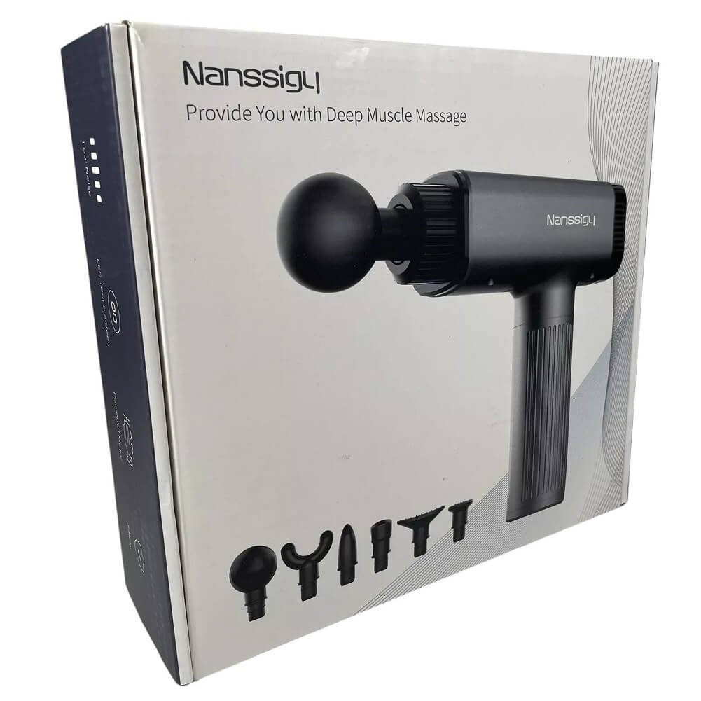 Nanssigy Muscle Massage Gun with 6 Heads, 30 Adjustable Speeds, LED Indicator & 2600mAh Battery, Deep Tissue Powerful Percussion Massager, Portable Fascia Gun for Relieving Muscle Pain & Stiffness - Imported from UK