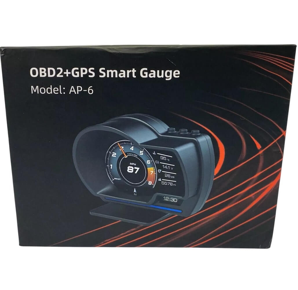 OBD2+GPS Smart Gauge, AP-6 Car HUD Head Up Display, High Definition Speedometer Car Diagnostic Tool Overspeed Fault Alarm for All Vehicles - Imported from UK