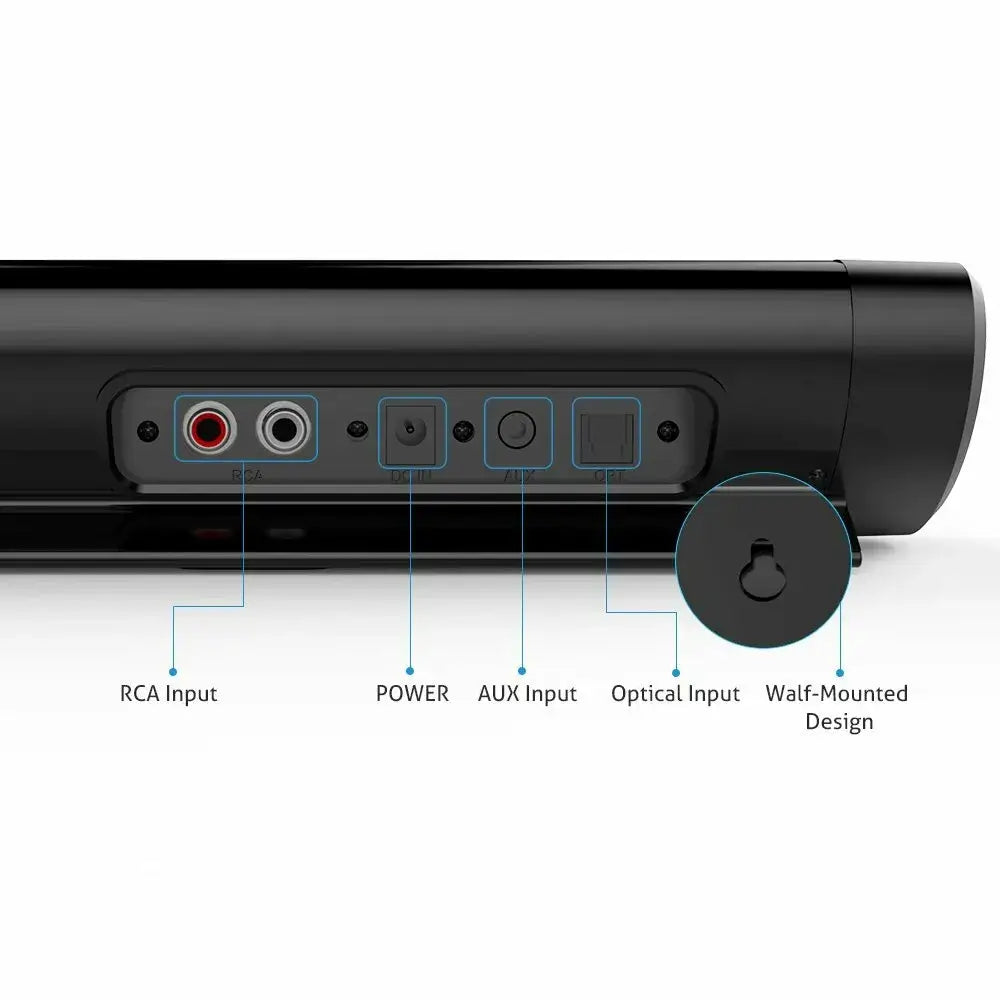 Meidong KY-3000 43" Soundbar Speaker, 40W TV Sound Bars with Bluetooth Wireless & Wired 2.0 Channel Home Theater with Optical, RCA, AUX, Remote Control - Imported from UK