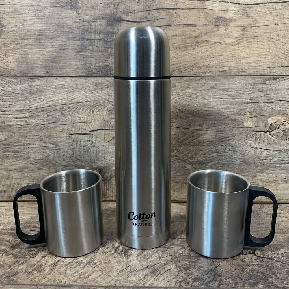 Cotton Traders Thermos with 2 Cups & Thermal Carry Bag - Imported from UK