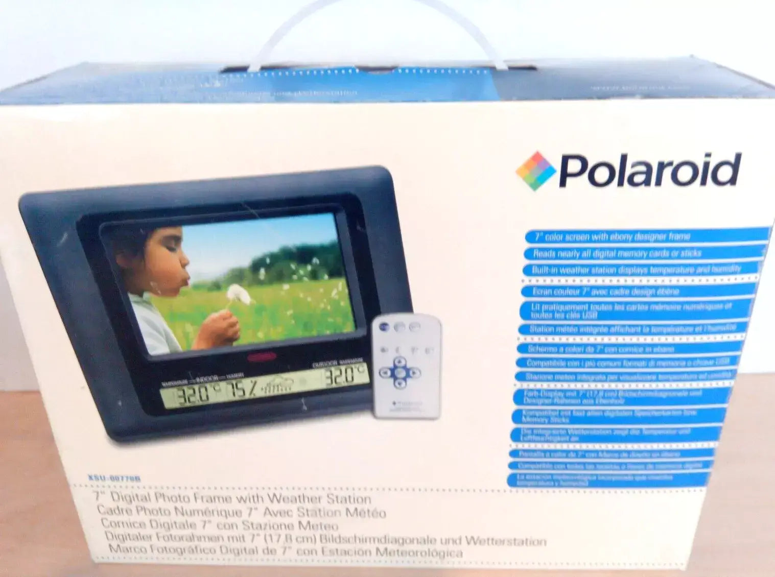 Polaroid 7" Color Screen Digital Photo Frame with Built-in Weather Station - Imported from UK