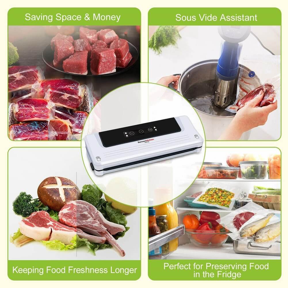 Bonsenkitchen Vacuum Sealer Food Sealing Machine with Dry/Moist Function - Imported from UK
