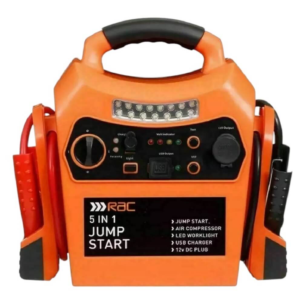 Rac 12V 5-in-1 Car Jump Starter, Air Comp, Battery Booster, Charger 900 Amp  (Amazon Container Product as it is, No Warranty, No Guarantee, No Return, No Exchange) - Imported from UK