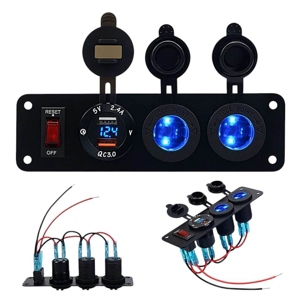 WUPP Car Circuit Breaker, Car Switch Panel with Digital Voltmeter, Dual USB Car Charger Adapter & Cigarette Lighter Socket (Container Product Without Box) - Imported from UK