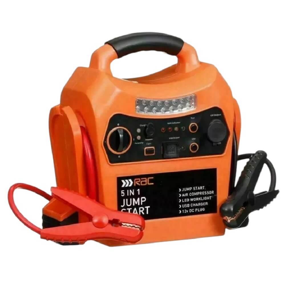 Rac 12V 5-in-1 Car Jump Starter, Air Comp, Battery Booster, Charger 900 Amp  (Amazon Container Product as it is, No Warranty, No Guarantee, No Return, No Exchange) - Imported from UK