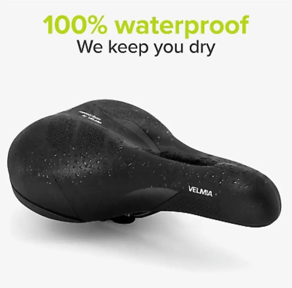 Velmia Bike Seat/Saddle with Memory Foam & Ergonomic 3-Zone Concept for Trekking Bike, Mountain Bike & City Bikes, Comfortable Waterproof Bike Saddle for Men & Women - Imported from UK