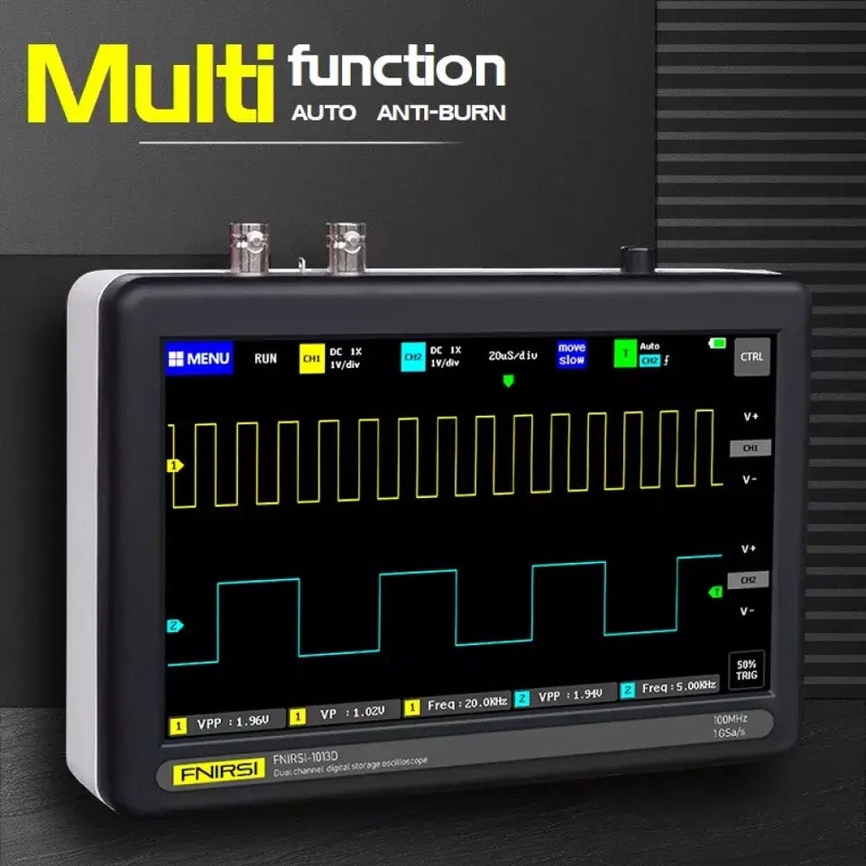 FNIRSI® 1013D Dual Channel Digital Tablet Oscilloscope, 7" Touch Screen 100M Bandwidth 1GS Sampling Rate - Imported from UK