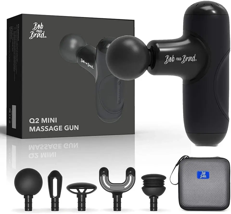 BOB AND BRAD Q2 Mini Massage Gun, Portable Pocket-Sized Deep Tissue Percussion Muscle Massager Gun, Ultra Quiet Massage Gun with Carry Case - Imported from UK