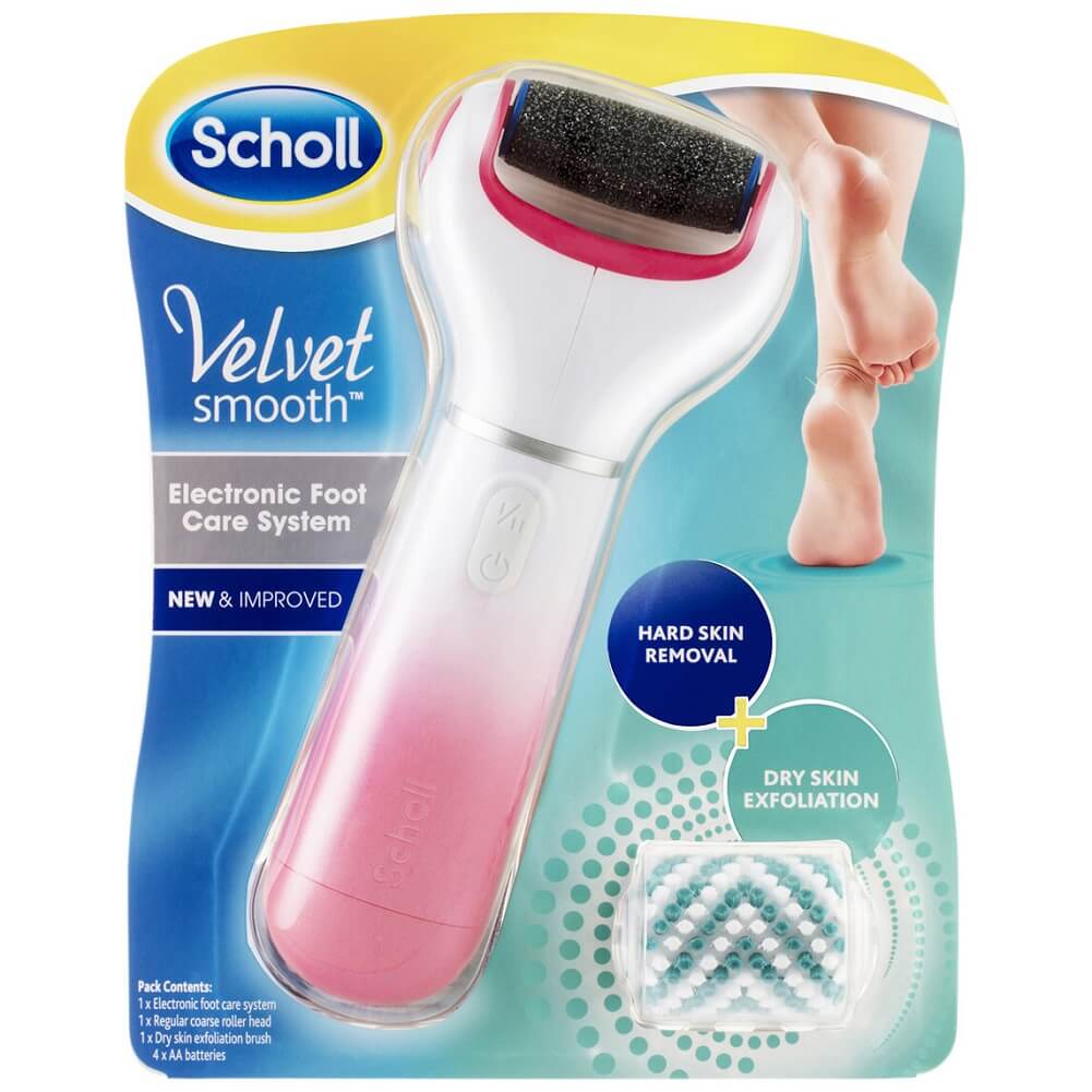 Scholl Velvet Smooth Electronic Foot Care System, Pedicure Foot File for Hard Skin & Callus Removal - Imported from UK