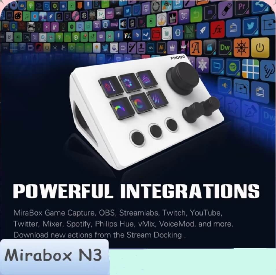 FHOOU MBox N3 Stream Dock Global Version, Stream Dock LCD Live Content Creation Controller, Custom Button Visual Keyboard For Win/Mac - Imported from UK