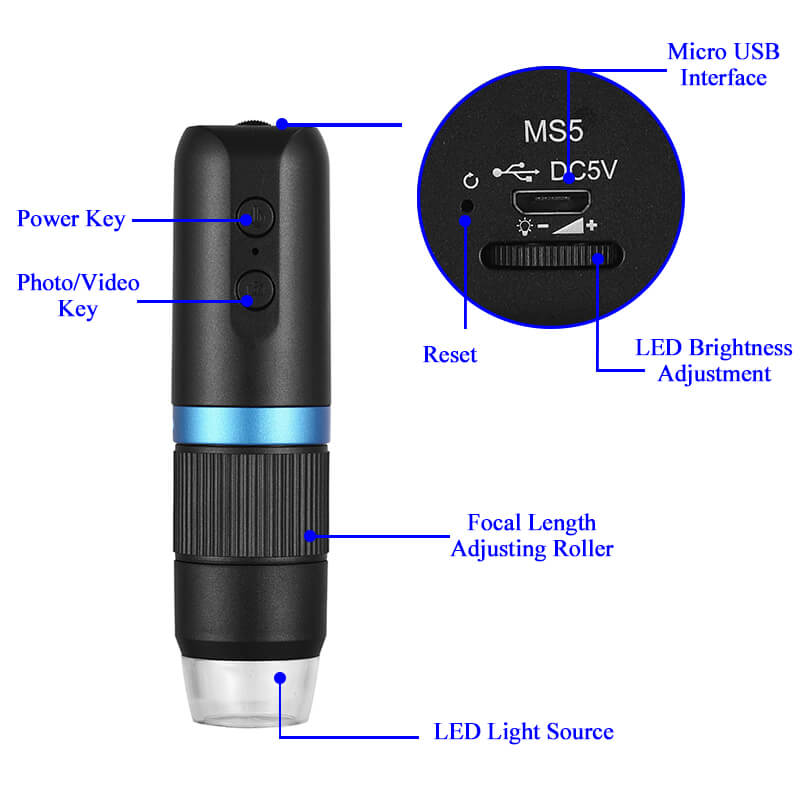 WiFi Digital Microscope Camera, 50X~1000X 8 LED HD 1080P Microscope For Android iPhone PC - Imported from UK
