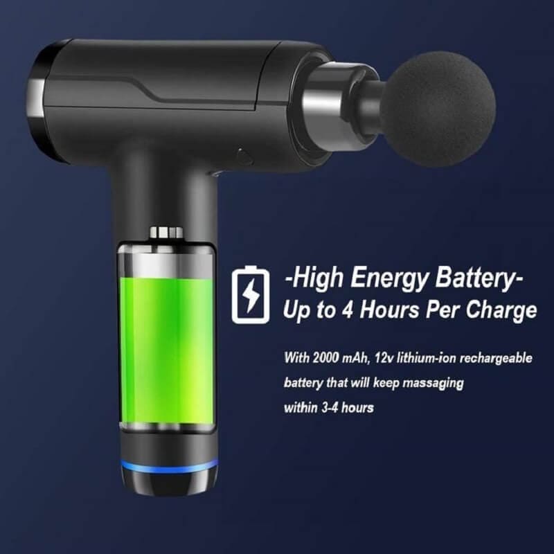 Tamda Massage Gun, Powerful Cordless Percussion Handheld Portable Deep Tissue Muscle Massager with 6 Massage Heads, 20 Speeds, LCD Touch Screen, Featuring Quiet Glide Technology - Imported from UK