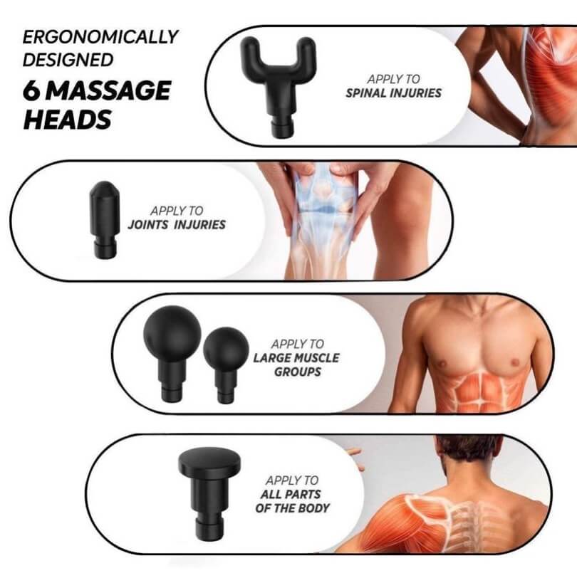 Tamda Massage Gun, Powerful Cordless Percussion Handheld Portable Deep Tissue Muscle Massager with 6 Massage Heads, 20 Speeds, LCD Touch Screen, Featuring Quiet Glide Technology - Imported from UK