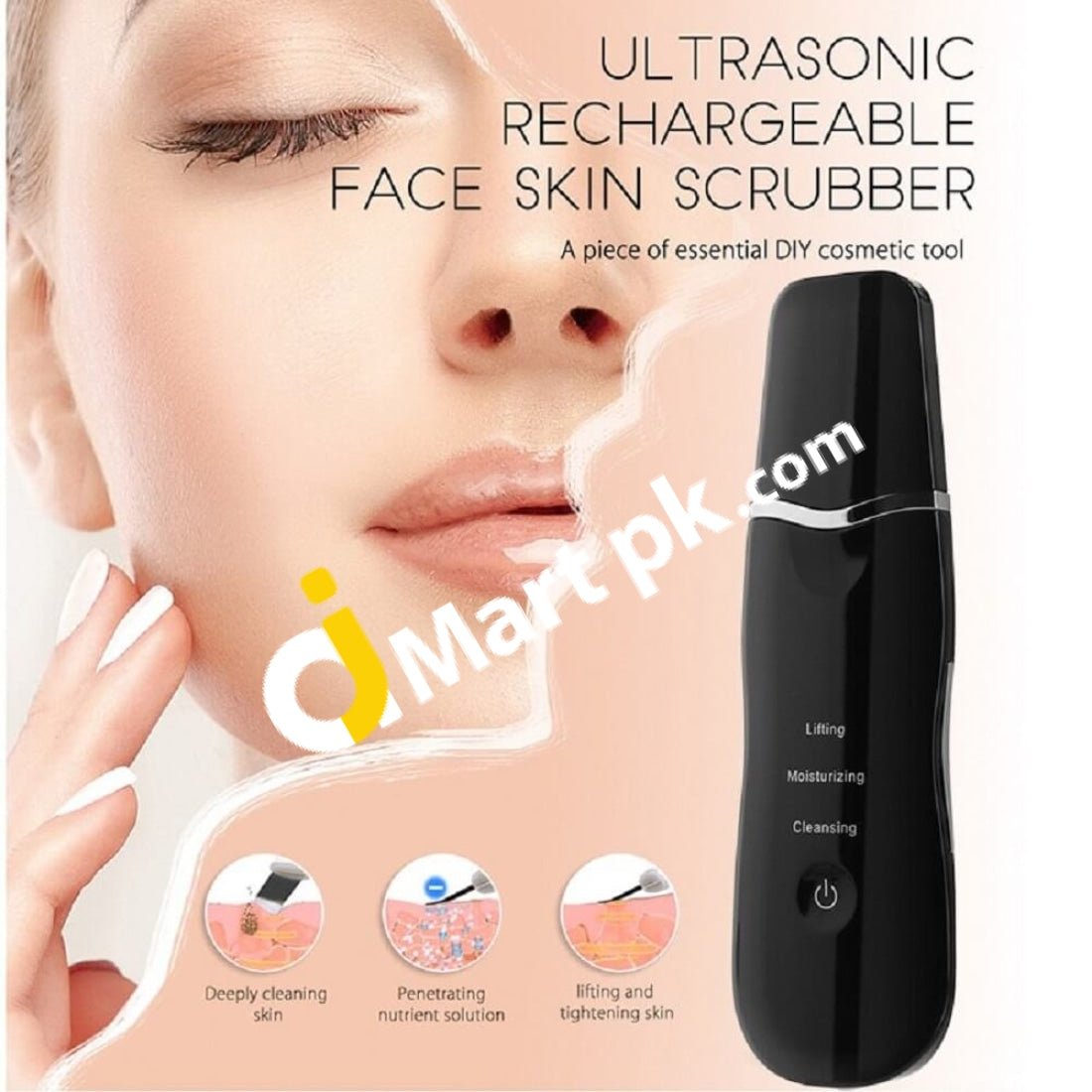 Ultrasonic Skin Scrubber Spatula Rechargeable Facial Cleaner Peeling Vibration Blackhead Removal