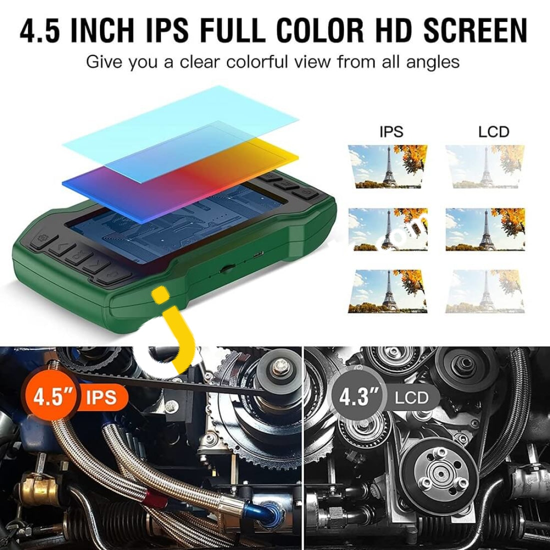 Endoscope Camera Uofun Industrial Borescope 4.5 1080P Hd Ips Screen Ip67 Waterproof With 6 Led