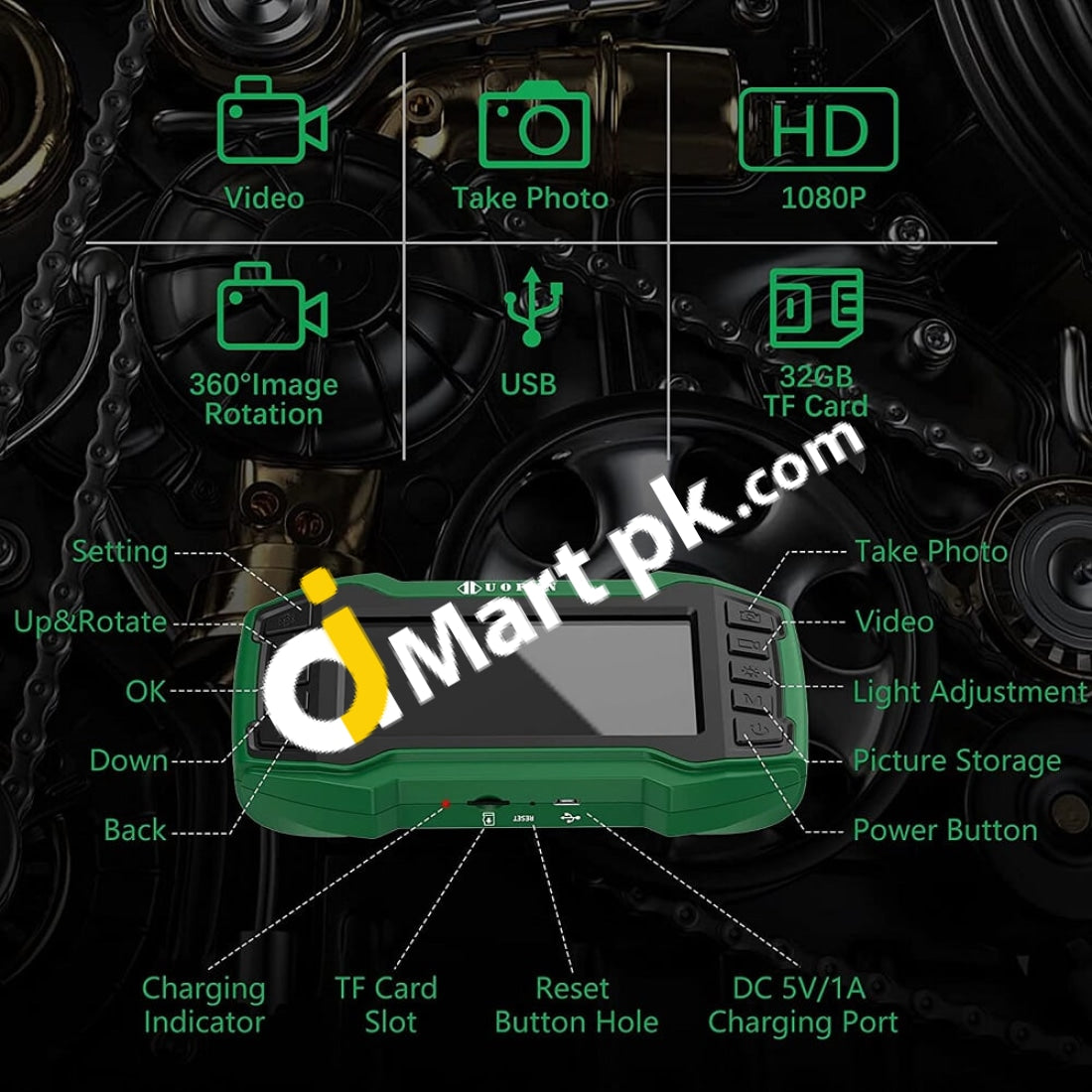 Endoscope Camera Uofun Industrial Borescope 4.5 1080P Hd Ips Screen Ip67 Waterproof With 6 Led