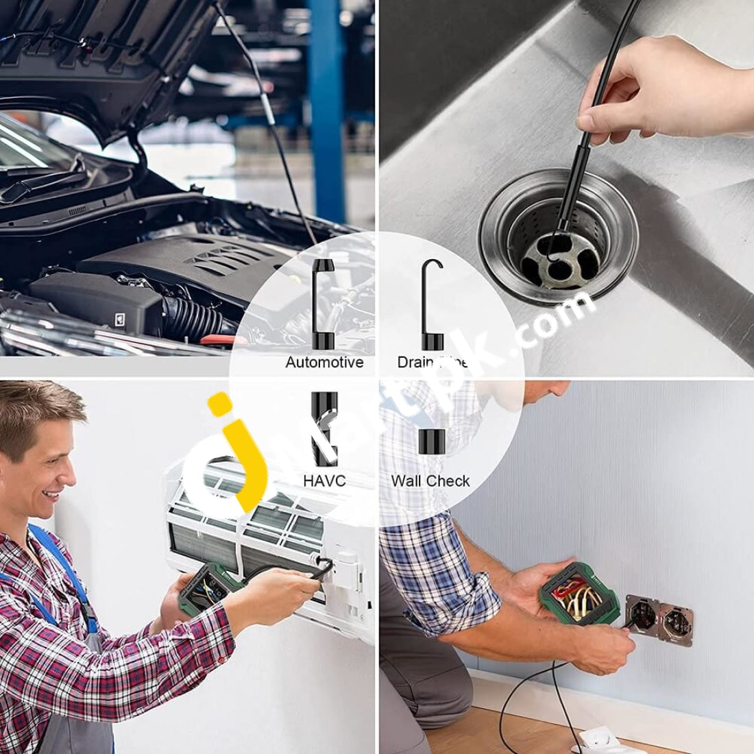 Endoscope Camera Uofun Industrial Borescope 4.5 1080P Hd Ips Screen Ip67 Waterproof With 6 Led