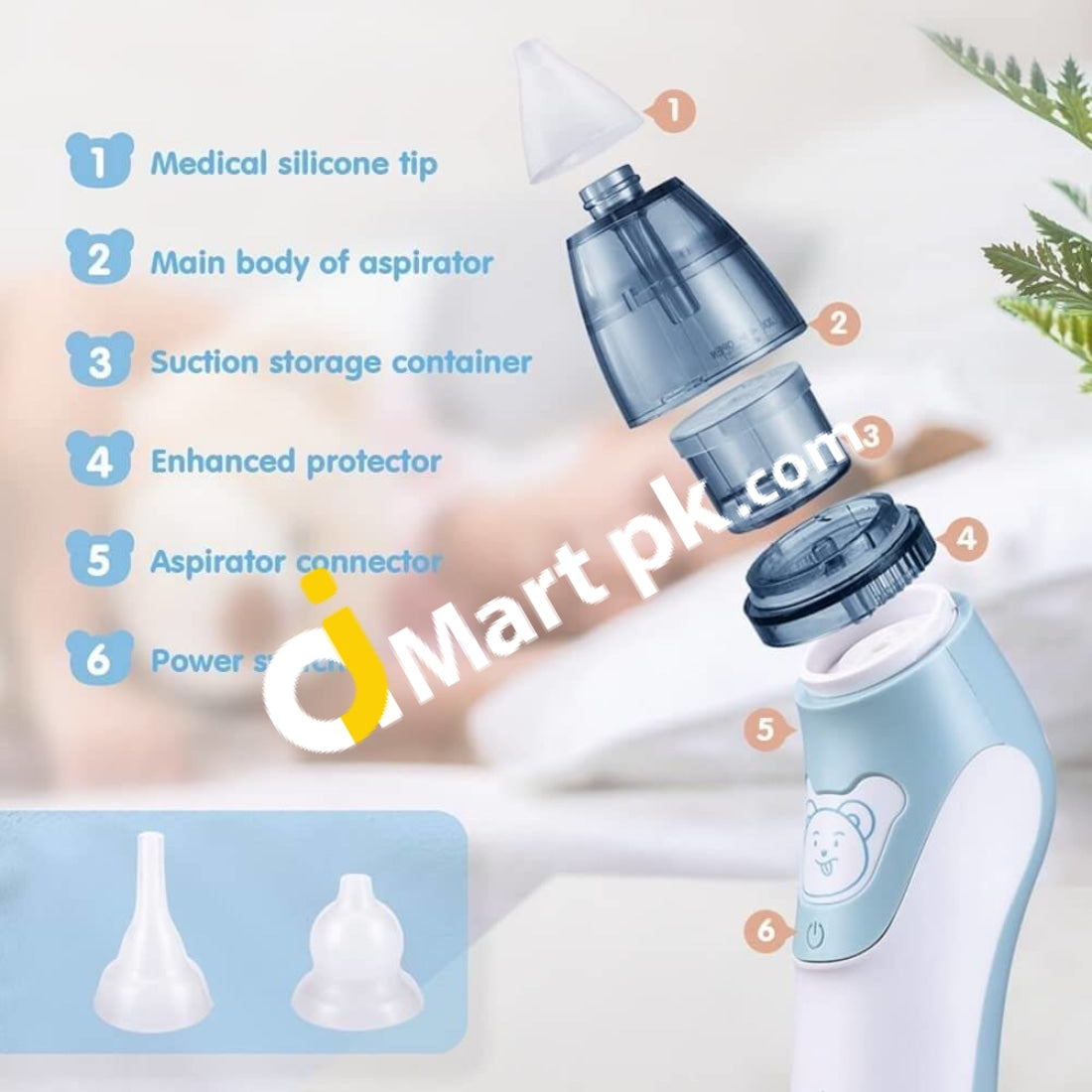 Vancocon Baby Nasal Aspirator 2 In 1 & Ear Wax Remover With Reusable Snot Sucker Nozzles For