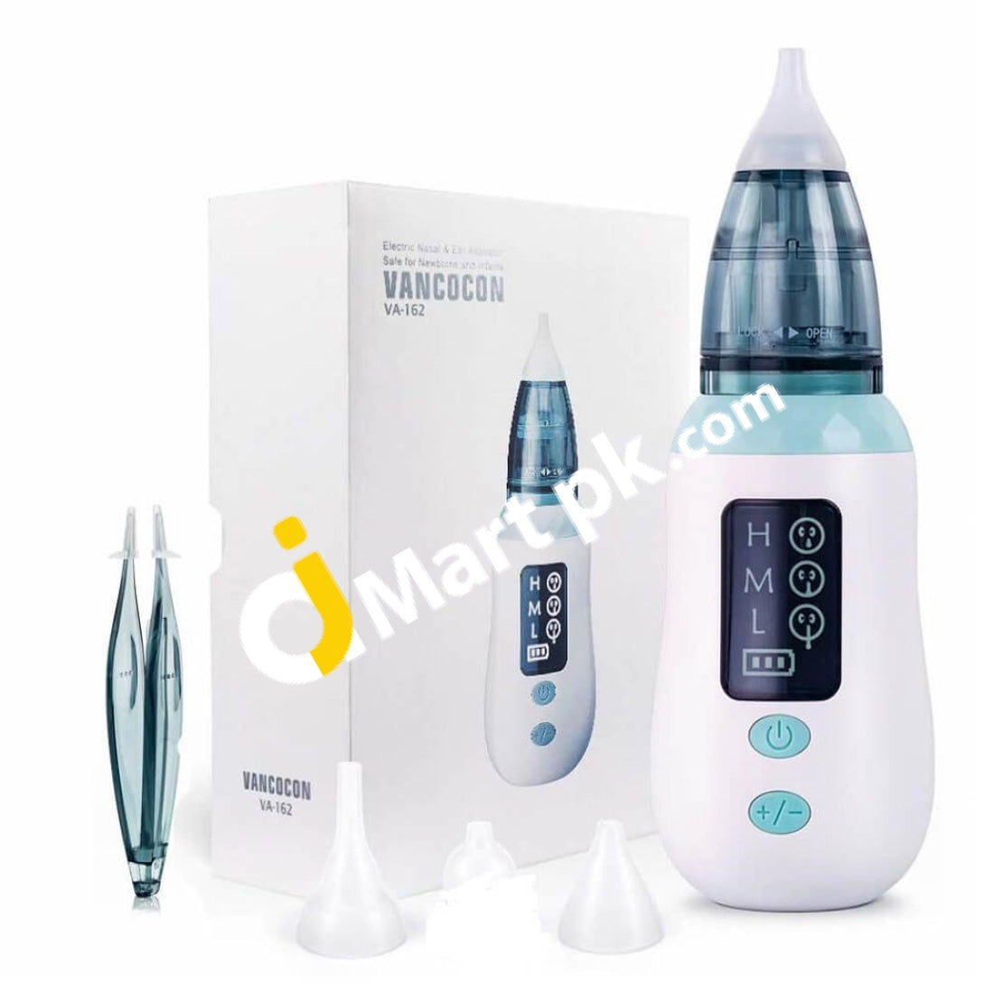 Vancocon Baby Nasal Aspirator With 3 Suction Levels Lcd Screen Mucus Remover Sizes Silicone Tips -