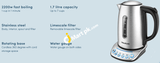 Weekett 2200W Electric Kettle 1.7L Stainless Steel With 4 Temperature Control Keep Warm Function