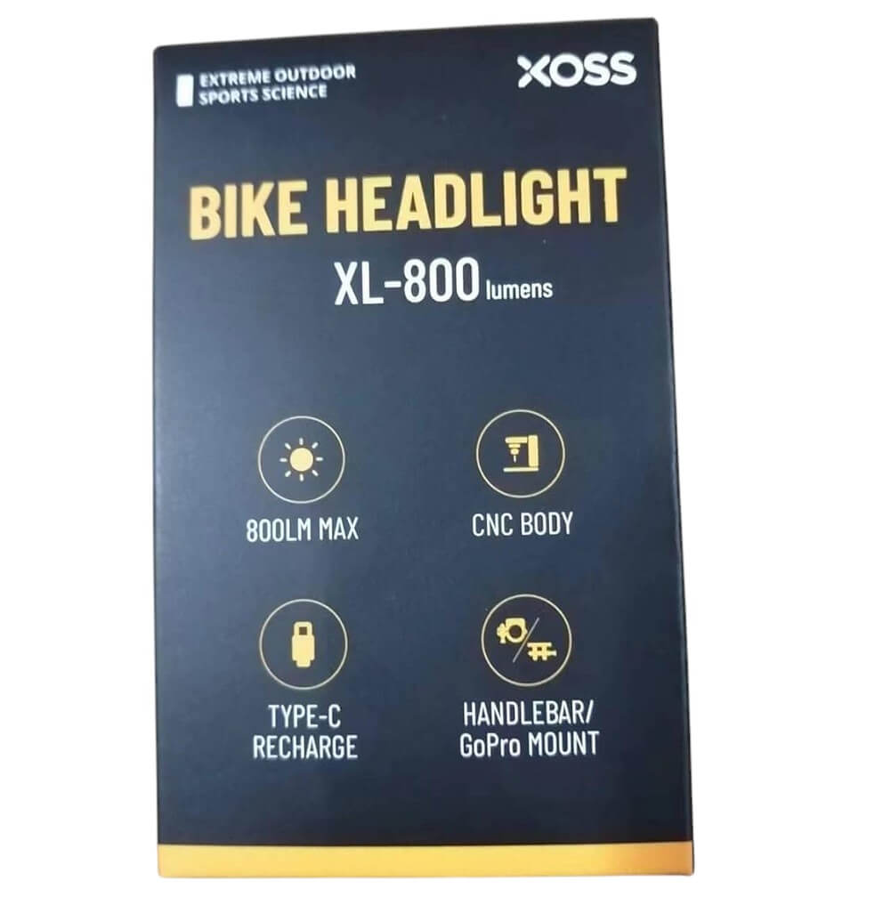 XOSS XL800 Bike Headlight, Aluminum, USB-C Rechargeable, Waterproof, 800 Lumens Bicycle Light with 5 Modes, Front Light Easy to Install for Road/Mountain Cycling - Imported from UK